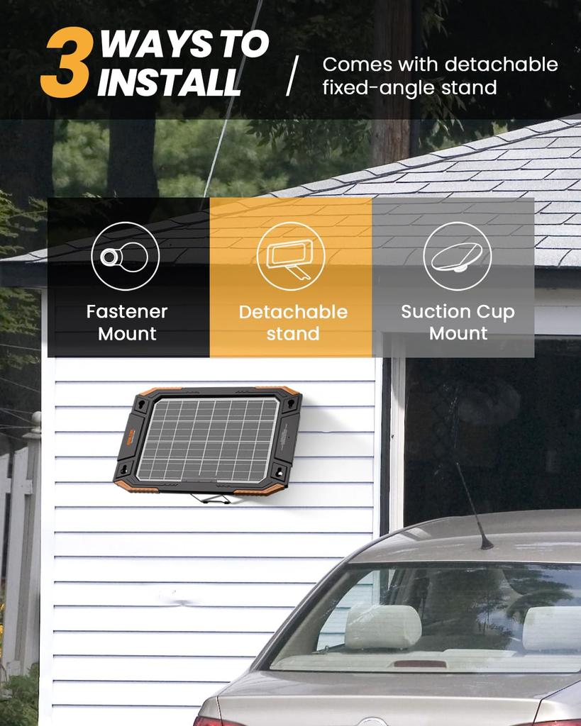 BALDR 13W 12V Solar Powered Charger Smart MPPT Charge Waterproof & Maintenance, Built-in Controller,