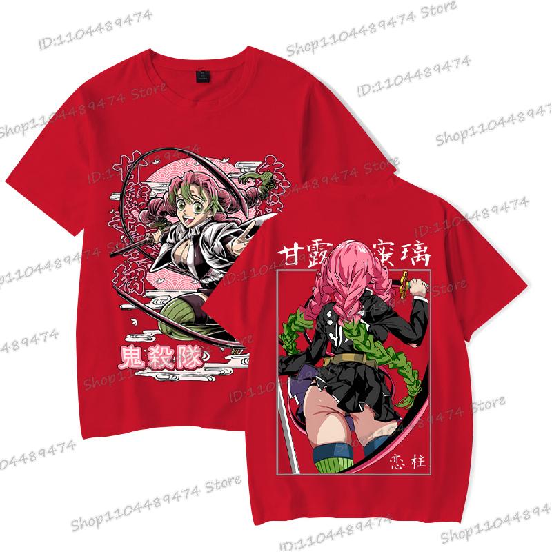 Kimetsu No Yaiba Cartoon T-shirt Aesthetics Vintage Kanroji Mitsuri Fashion Y2K Tops Short Sleeve Japanese Styles Men Women Tee