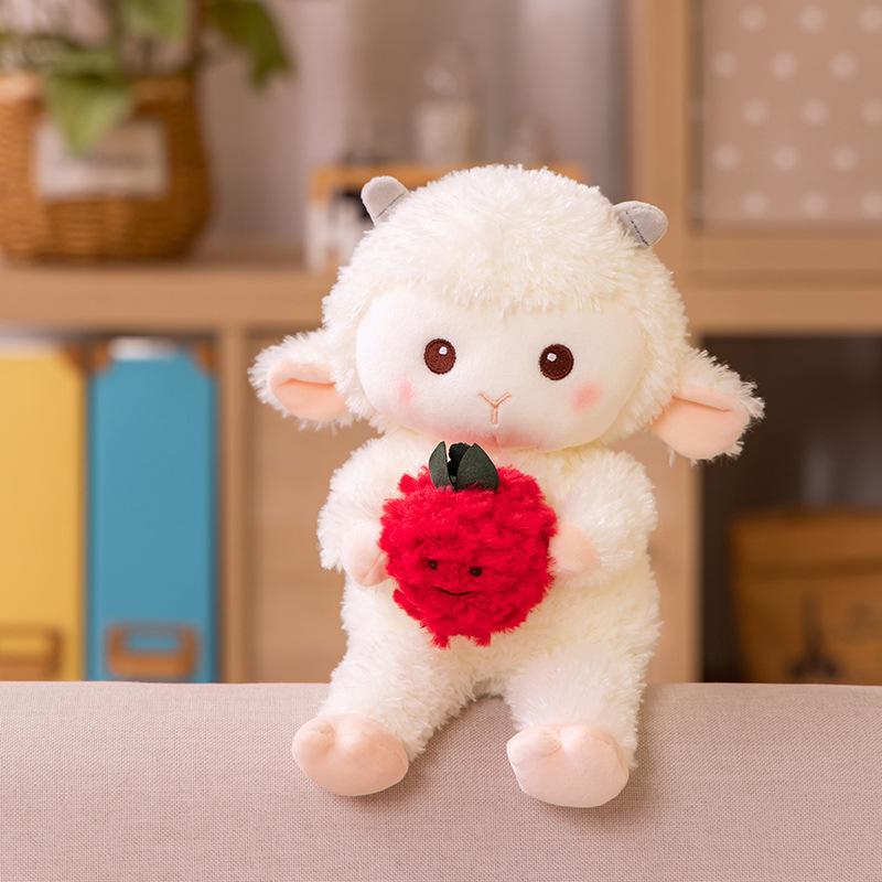 Cute Lamb Doll Sheep Berry Exhalation Doll Drag Plush Toy Red Strawberry Sheep Creative Doll