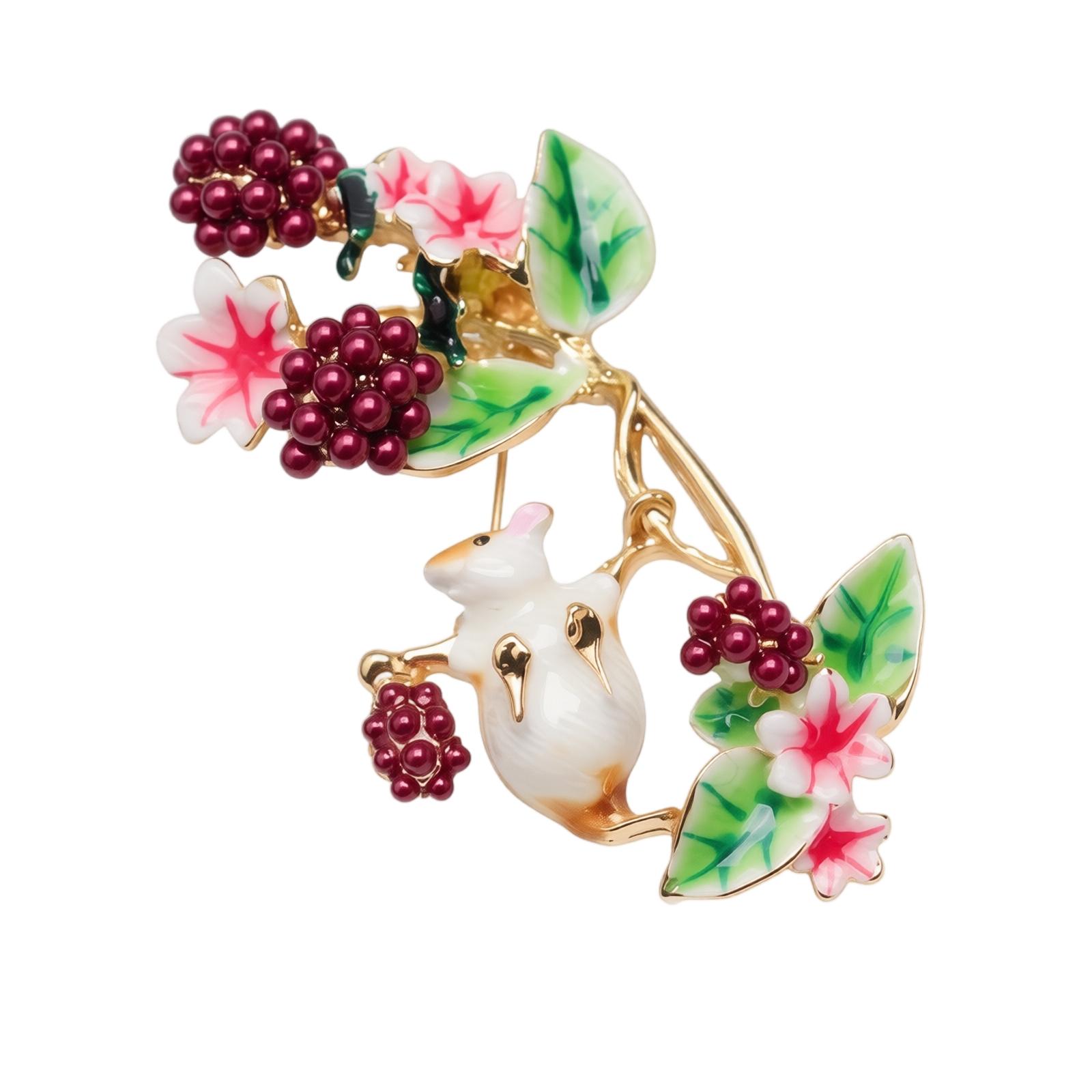 Creative Cute Grape Brooch with Stealing Design, Cardigan Pin for Closure
