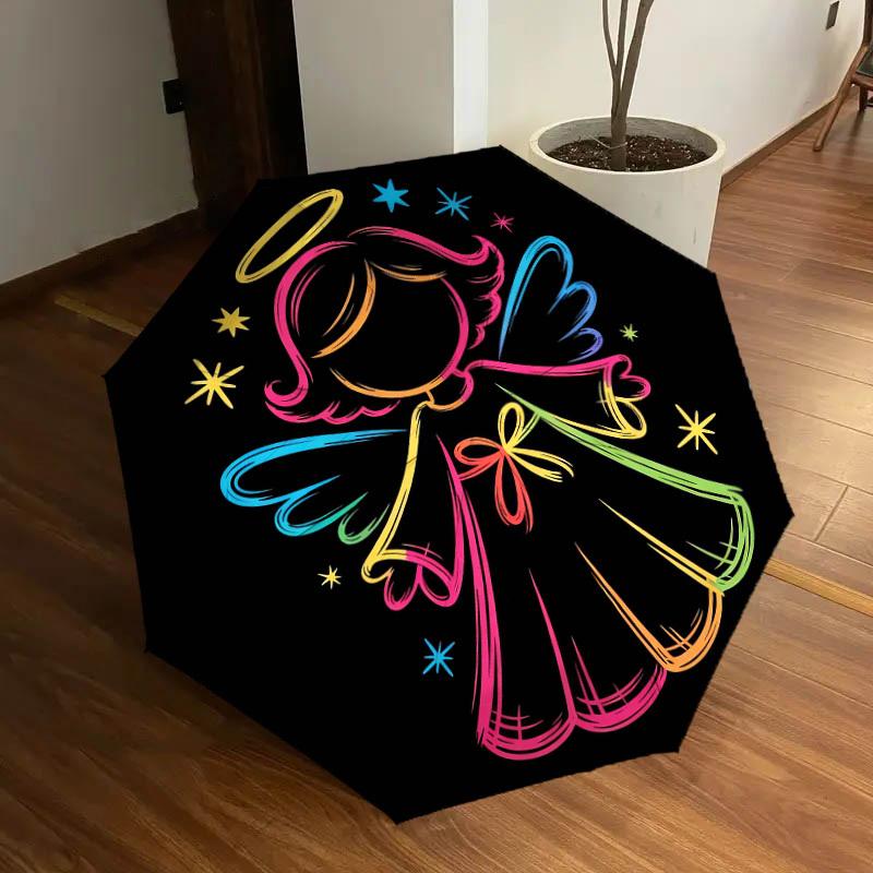 1pc Angel Star Pattern Umbrella Design Automatic Opening and Closing Umbrella, High-quality Travel Umbrella, Lightweight and Portable,