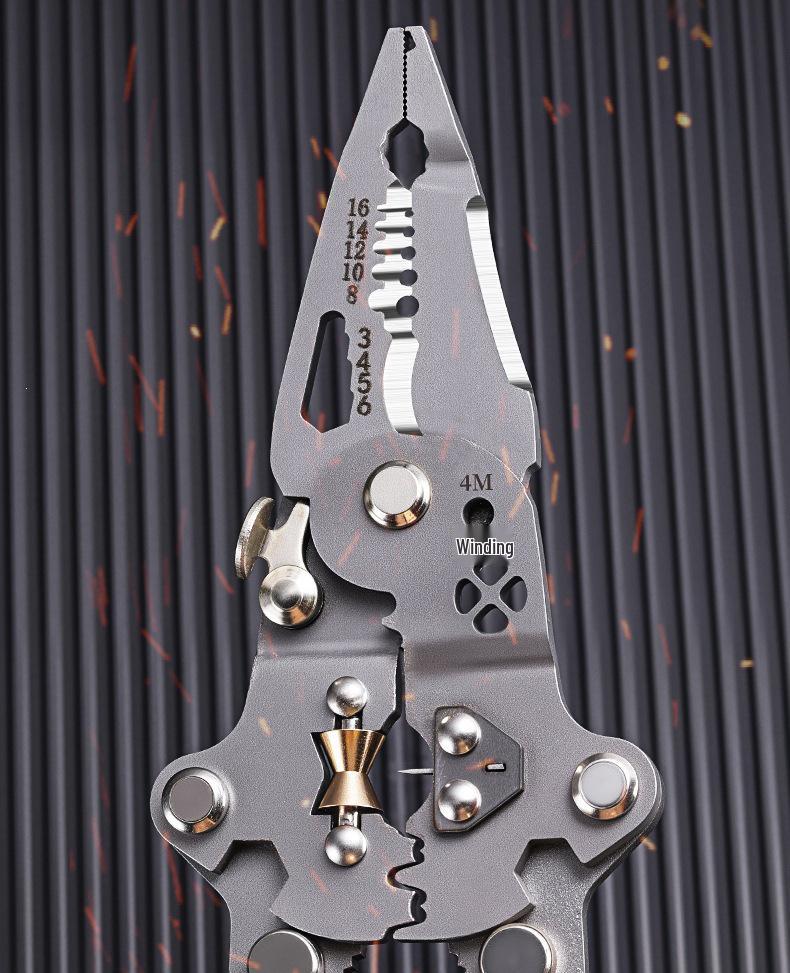 Thickened Multi-functional Electrician's Pliers with Voltage Testing Tip and Wire Stripper