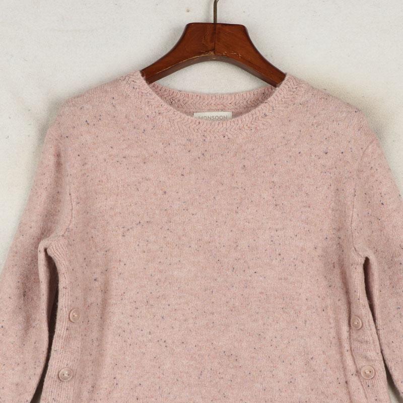 Home Autumn and Winter Foreign Trade European and American Plus Size Women Clothing Round Neck Pullover Button Decoration Sweater Knit Long Sleeve