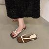 Wedge heel silver French small cool slippers women's shoes wear 2025 new summer red with skirt beach sandals