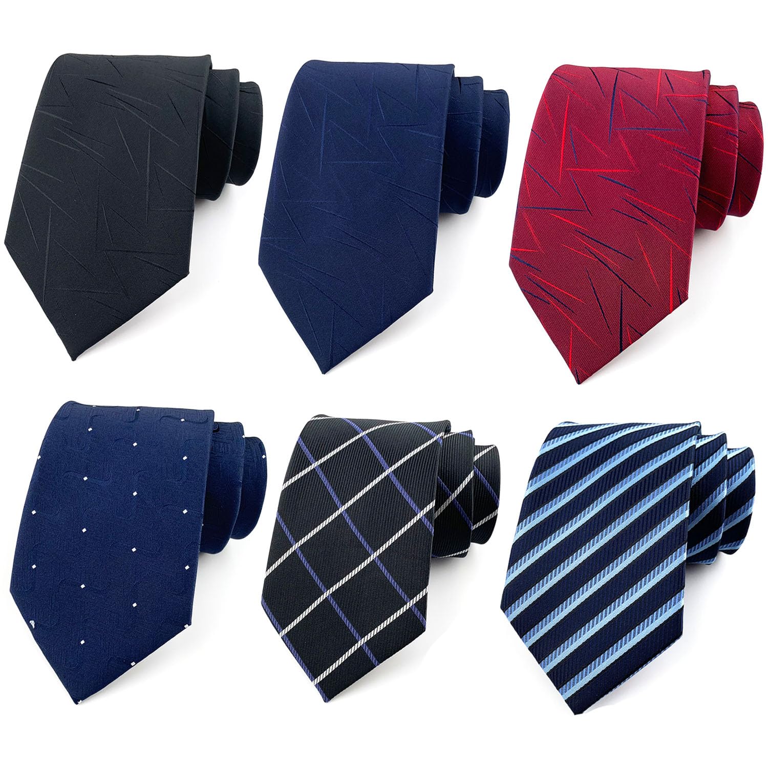 [FANGXI] Business Tie Set of 6 - Formal & Casual, Popular, Stylish, Washable, Men s Tie, 8cm Wide, Suitable for Weddings, Entrance Ceremonies,