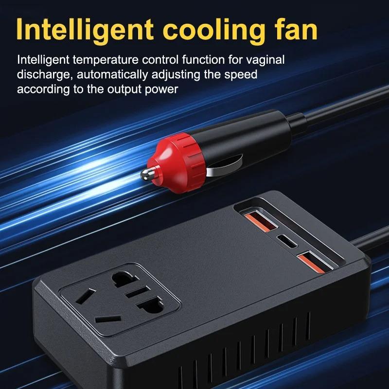 Universal 150W Car Power Inverter DC 12V 24V to 110V 220V USB Type C Charger Auto Truck Vehicle Adapter Fast Power Supply