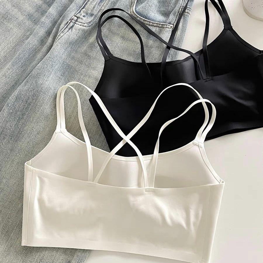 Japanese Summer Thin - Style Sports Backless Bra for Women, Push - Up, Anti - Peek, One - Piece Fixed Cup, Tank Top Style Underwear