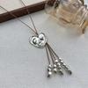 Boho Retro Sliver Color Irregular Heart-shaped Tassel Long Thin Rope Chain Necklace for Women Personality Collar Chain Jewelry