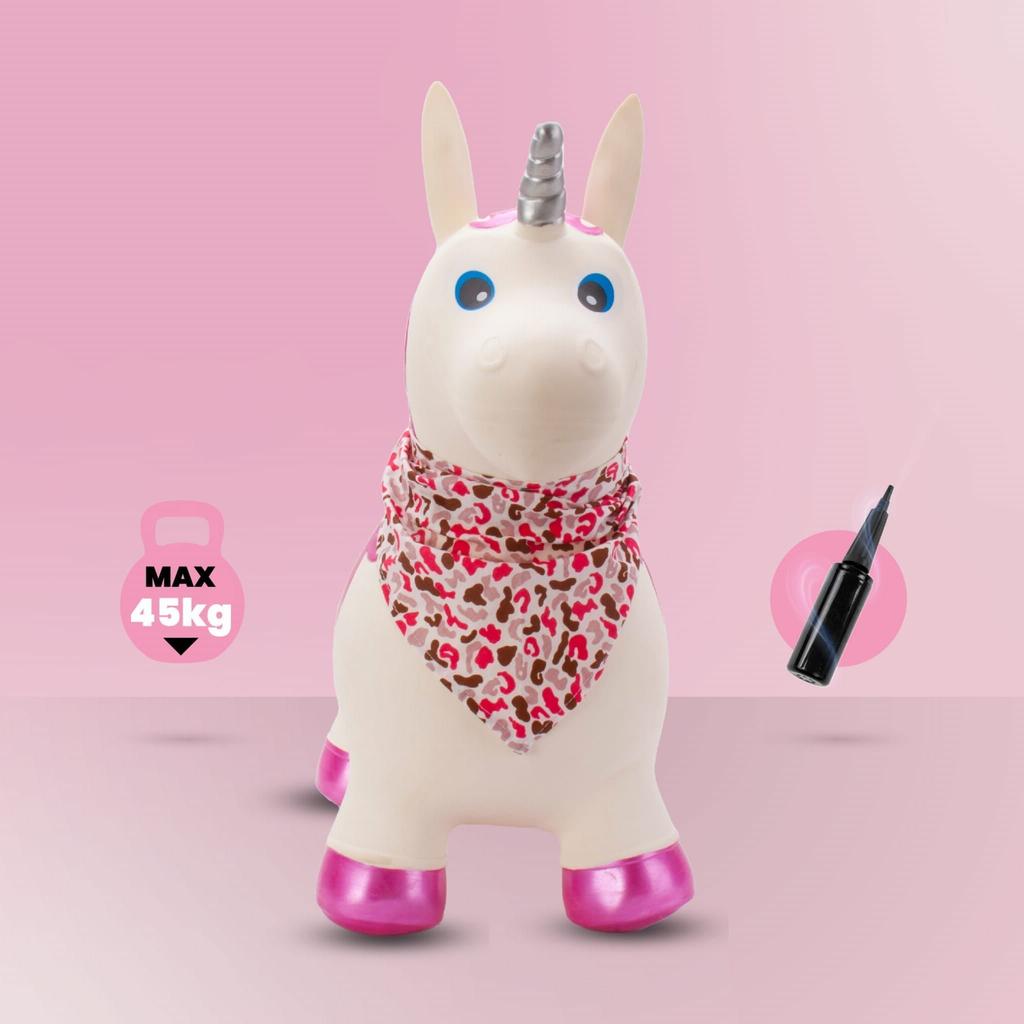 Children's Jumper for Jumping with Pump Unicorn White with Shiny Horn with Bandana
