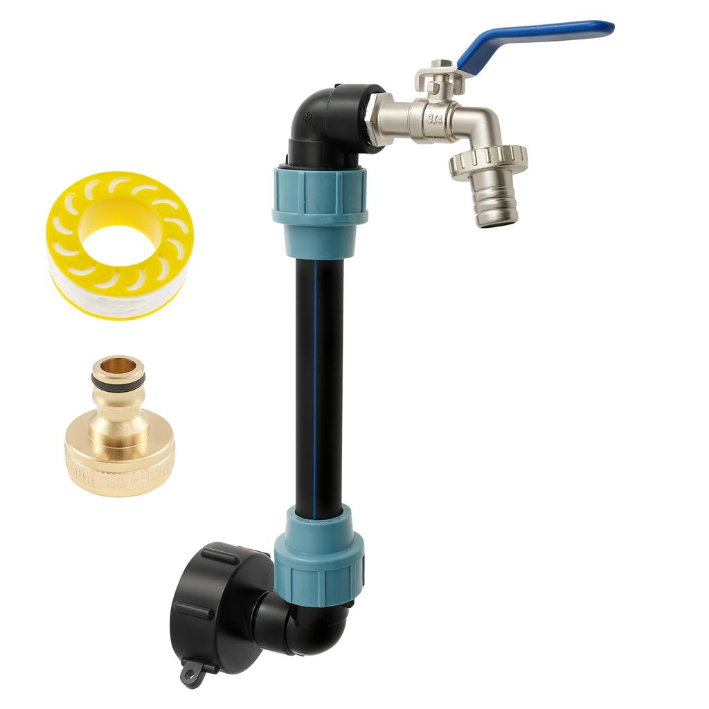 IBC Schwanenhals IBC Adapter 3/4 Zoll Auslasshahn Hahn Absperrhahn IBC Tank Zubehör für Regentank Wasserfass IBC Behälter