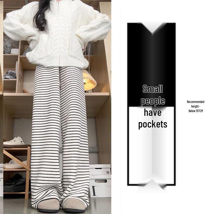 

Women s Black and White Striped High-Waist Wide-Leg Pants - Spring/Summer Casual Loose Fit 2XL (135-150 lbs)