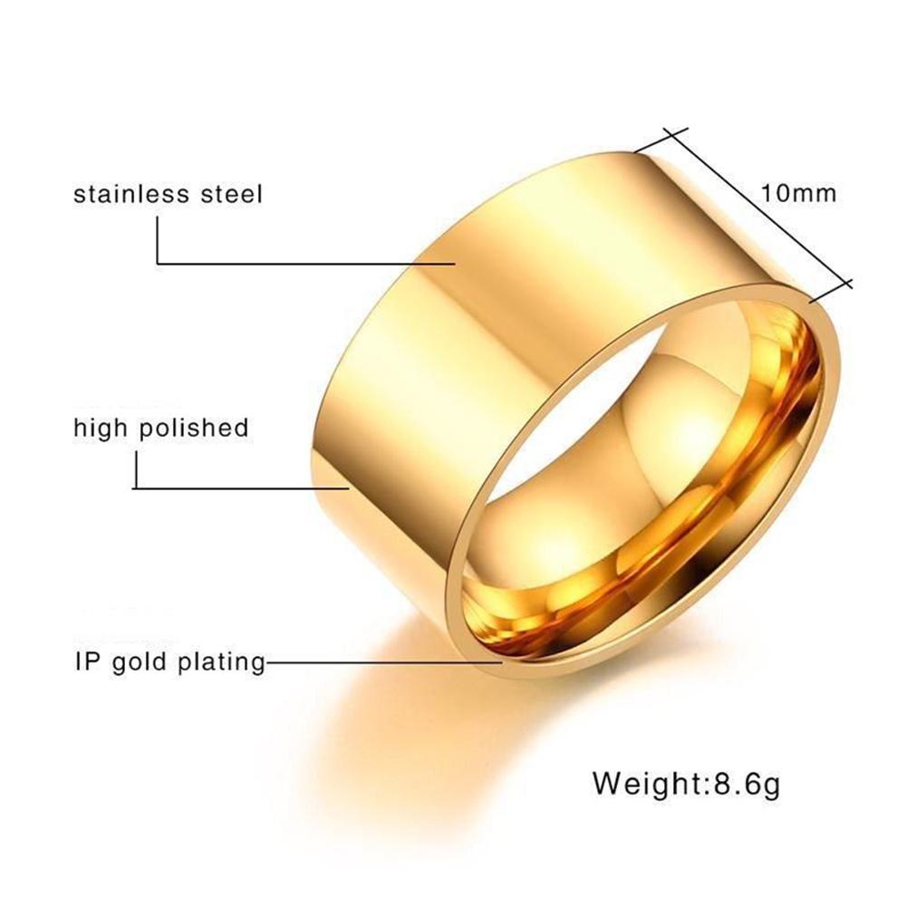 10mm Silver/Gold/Rose Gold Band Stainless Steel Women Men's Engagement Wedding Ring