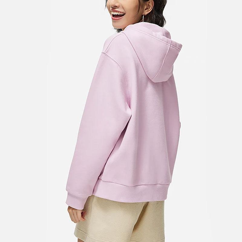 Li Ning Sports Lifestyle Series Pattern Printed Fleece Warm Loose Pullover Hoodie Women Hoodies Lotus-Pink-Purple AWDT820-5