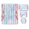 Watercolor Textured Bathroom Shower Curtain Floor Mat Toilet Cover Foot Mat Four-Piece Set