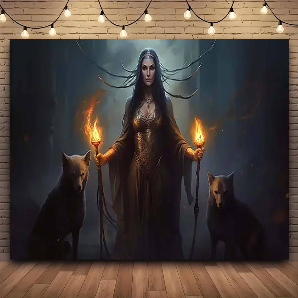 

The Goddess Hecate In The Moon Tarot Card Tapestry Print Large Tapestry Wall Hanging Wall Tapestry Decor Living Room Bedroom 74x94cm(29x37in)