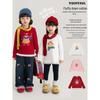 Girls' Cartoon Print Long-Sleeve Lace Crewneck T-Shirt