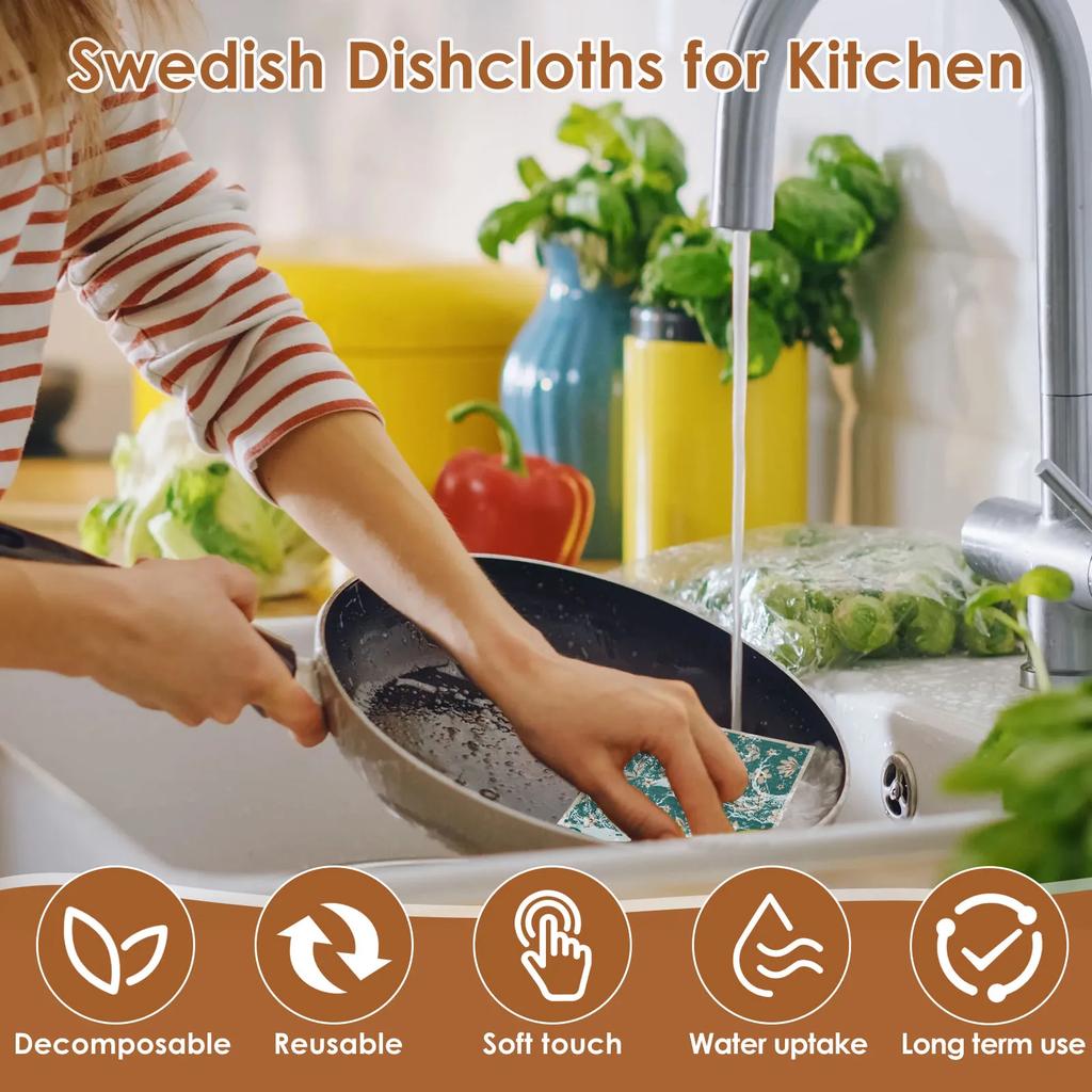 10Pcs Kitchen Dish Towels Cellulose Cotton Cleaning Cloths for Counter Sink Cookware Soft Kitchen Dish Rags Washcloths for Dish