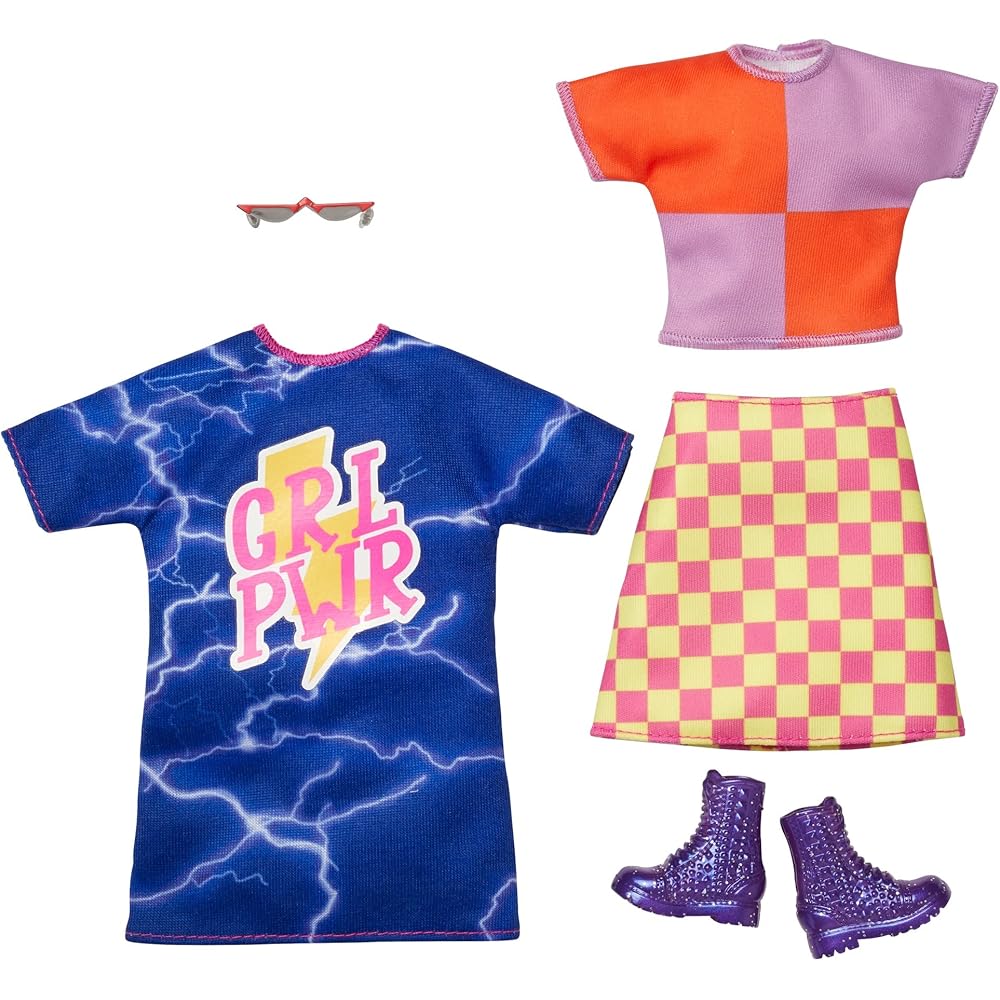 

Mattel Barbie Fashion 2-Pack Girl Power Dresses & Outfits with Reusable Vinyl Bag for Dolls Ages 3+