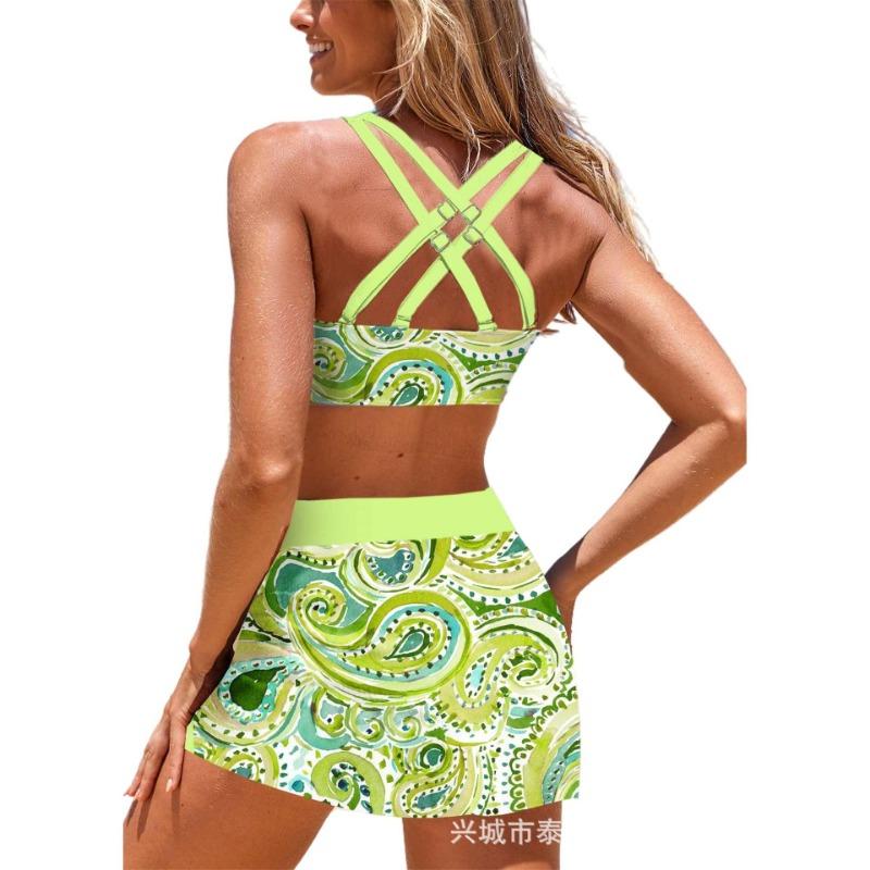 New Plus Size Boxer Bottoms Conservative Women's Split Swimsuit Wholesale Swimming Tops Bikini