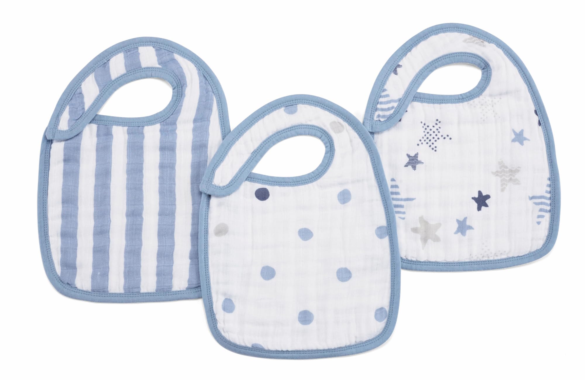 aden anais Snap Bib Rock Star Muslin Cotton Adjustable Bib for Baby Baby Shower Gift BBADAB7112 + 3-Pack 100% 3-Stage Feeding, Gift,