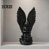 Delicate Wing Angel Decoration 3D Printed Kneeling Statue, Praying Cupid Figurine with Wings, Compact Bookshelf Matte White Desktop Ornament for