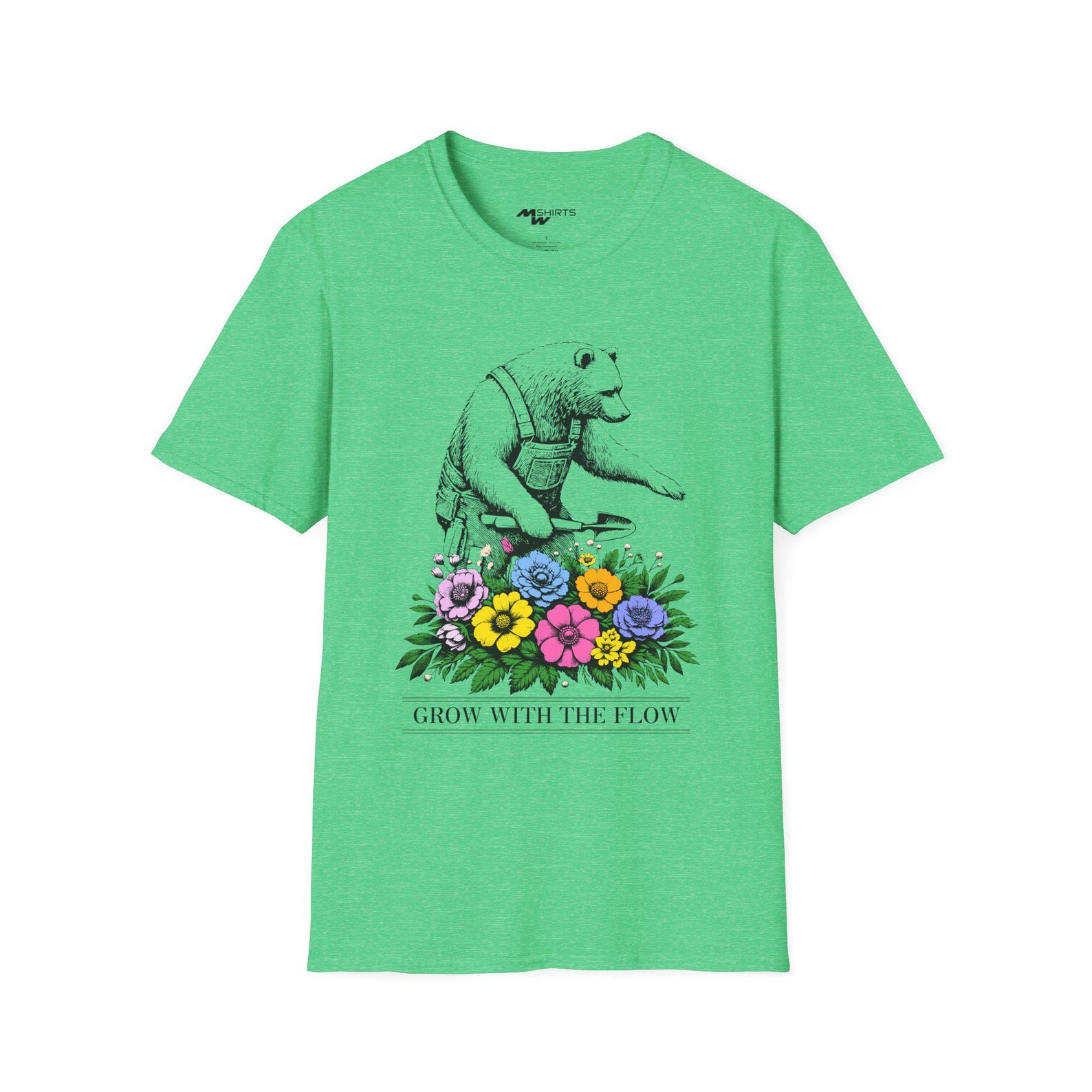 Grow With The Flow Bear T-Shirt: Botanical Nature Tee M