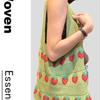 Large Capacity Strawberry Woven Tote Bag Knit Crochet Durable Womens Handbag with Spacious Compartments