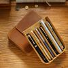 Astuccio per 6 penne in pelle Crazy Horse: Scatola porta stilografiche fatta a mano a cassetti magnetici