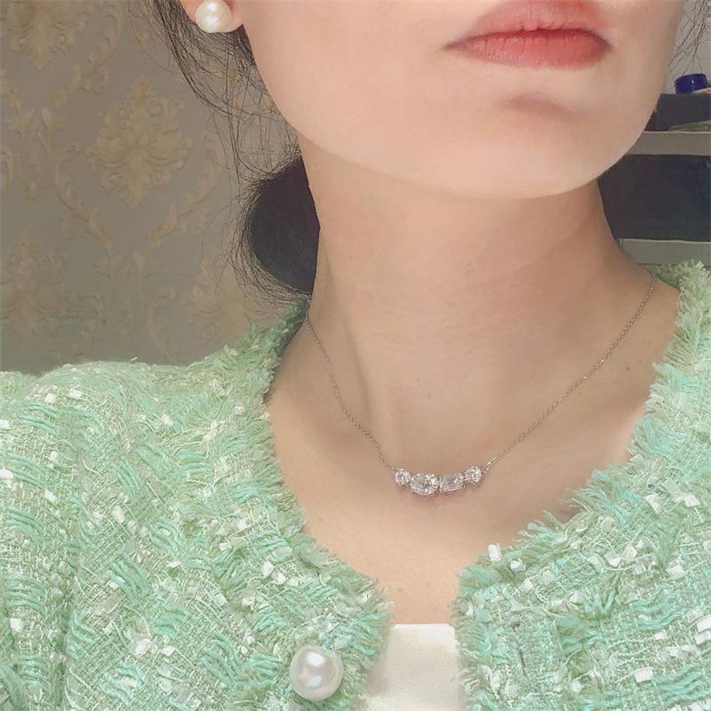 4 Carat Fancy Cut D Color Moissanite Clavicle Necklace for Women – Elegant Pendant for Evening Gowns & Wedding Dresses