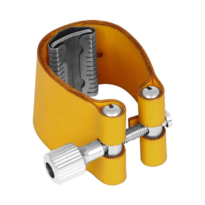 

Single Screw Adjustment Leather Saxophone Fastener Clip Sax Clamp Saxophone Ligature Suitable for Saxophone Mouthpiece жёлтый