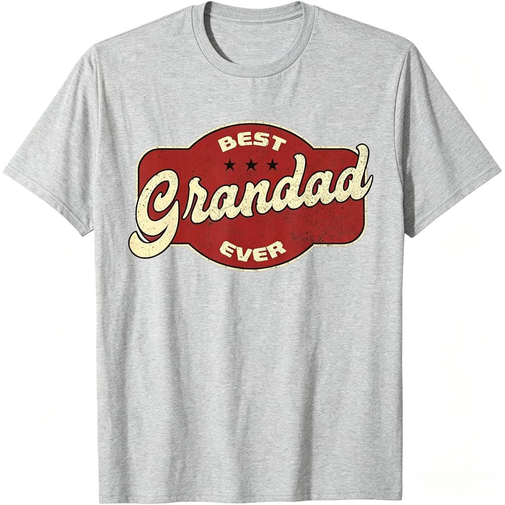 1pc Vintage Best Grandad Ever Tshirtregular Fit Casual Streetwear Tee For Reunions Casual Attire