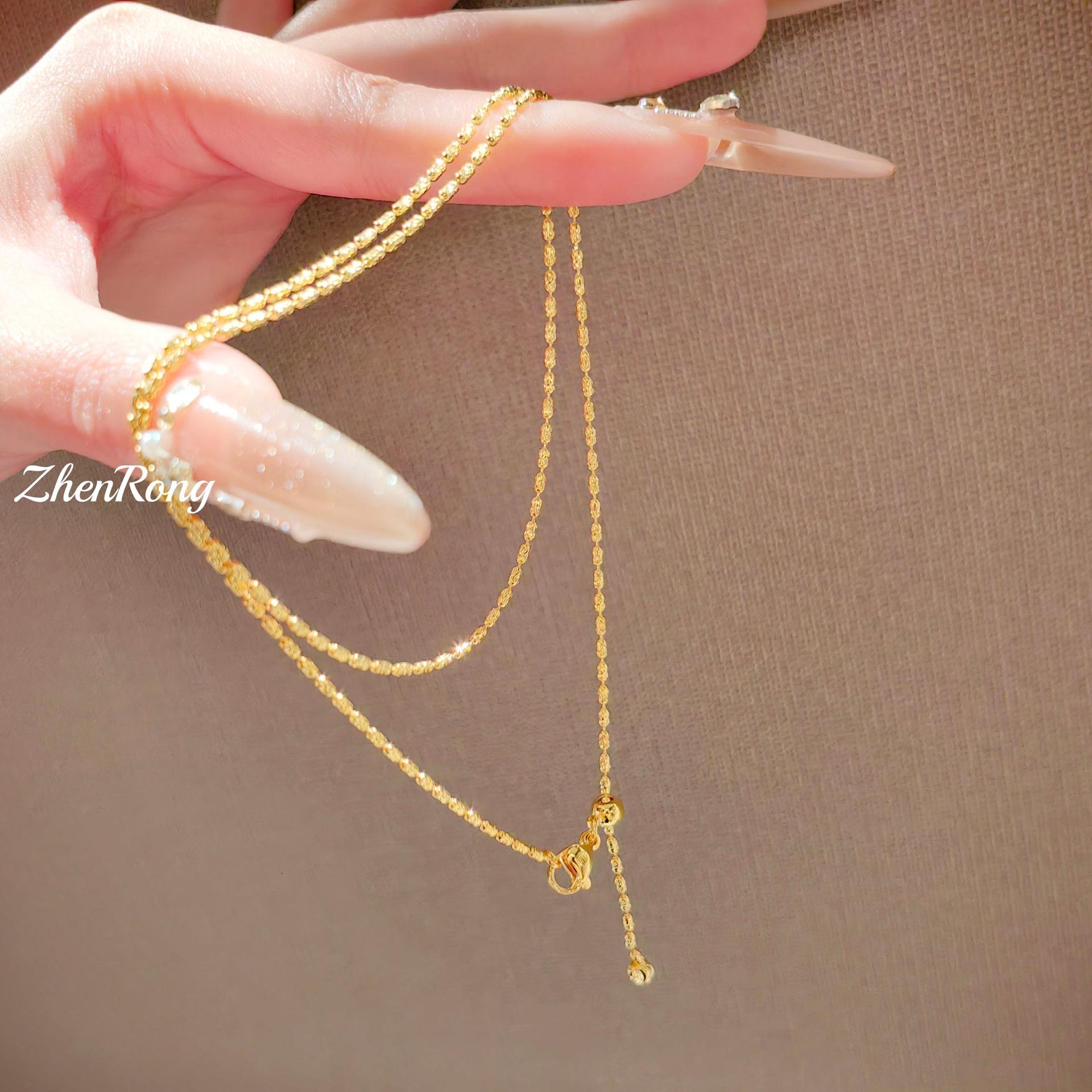 

Olivine Bead Necklace For Women Shining Star Diamond-Cut Adjustable Chain Luxury Fashion Jewelry