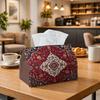 1pc Persian Oriental Traditional Tissue Holder- Red Floral Geometric Bohemian, Sturdy Napkin Organizer for Vehicle, Kitchen, Dining, Home Decoration-