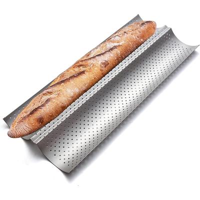 Nonstick Baguette Pans Perforated Baguettes Bakery Tray Reusable Handmade Loaf Bake Mold for Baking French Bread Toast Bakeware