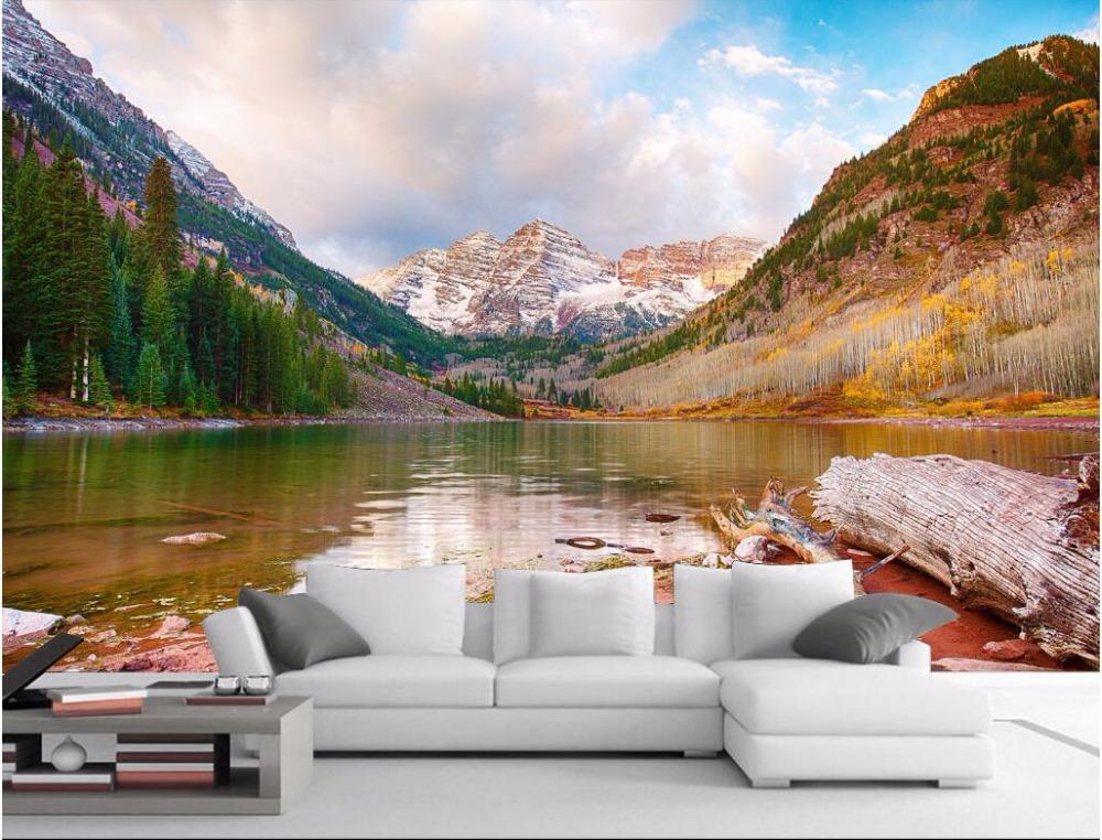 Wandbild Schlafzimmer Natur Schneeberg Seen Landschaft 3D Tapete Heimdekor Wandpapier für Wand