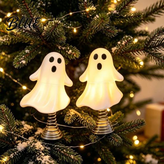 Desktop Night Light for Halloween Party Cute Ghost LED Decorative Light Christmas Tree Topper with Warm Soft Durable Resin Decoration Holidays Glow