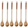 6Pcs Wooden Spoon Set Tea Spoons Small Dessert Spoon Coffee Stirrer Wood Teaspoon Long Handle Stirring Mixing Spoon for Honey
