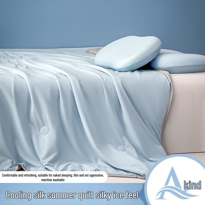 Class A Summer Cool Ice Silk Air Conditioning Quilt – Lightweight, Solid Color, Machine Washable 100x150cm