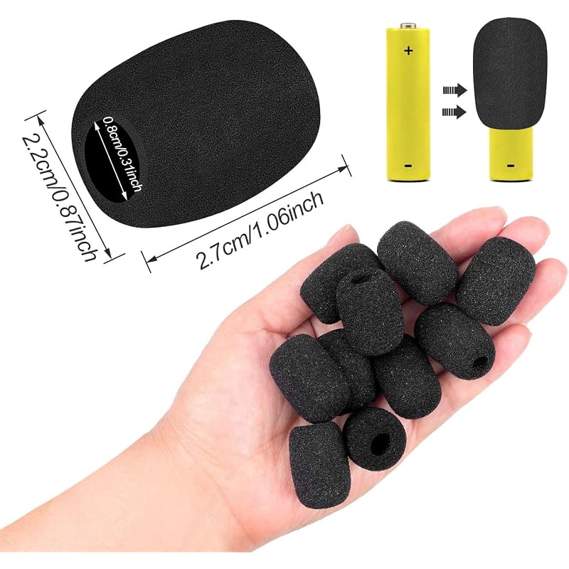 Microphone Sponge for Sound Pickup, 10 Pieces, Headset Noise Reduction, Intercom Microphone Windscreen, Megaphone Noise Reduction, Microphone Cover,