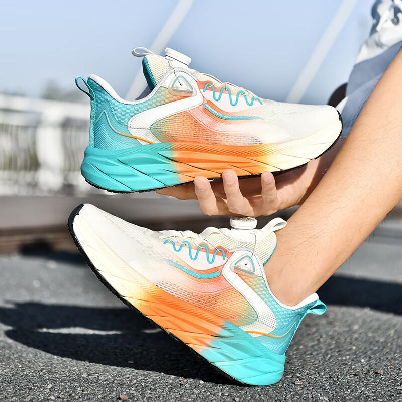 

Jueying running shoes men s lace-up-free summer mesh breathable shock absorber teen students rotating buckle sneakers running shoes 48