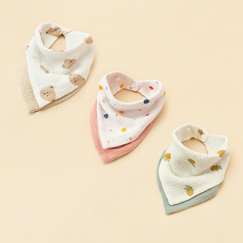 Neugeborenes Baby-Lätzchen, einfarbig, niedlicher Druckknopf-Lätzchen, weicher Baumwoll-Dreiecksschal, Säuglingsfütterung, Speicheltuch, Bandana, Spucktuch