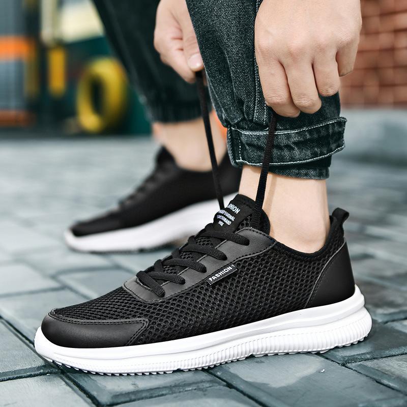 Summer breathable fly-woven mesh thin Putian men's shoes sports running shoes soft sole casual hollow mesh shoes non-slip