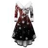 Women's Fashionable Casual Fitted Christmas Print Party Long-Sleeved Dress