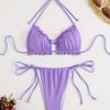 Novo tecido de alta elasticidade sexy com cadarço bolsa triângulo biquíni maiô feminino