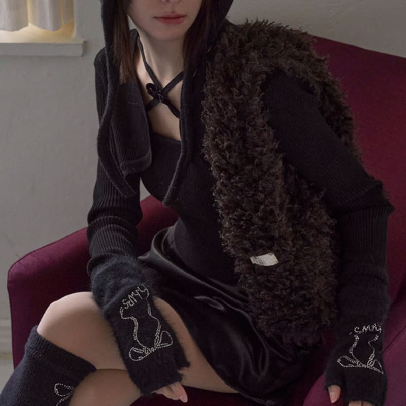 HHIPS RIBBON ANGORA GLOVES (3colors)