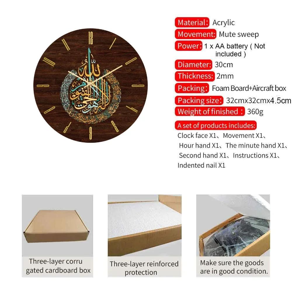 2025 Ramadan Decorations Acrylic Wall Clock Silent Home Decor Living Room Bedroom Wall Sticker Deco For Muslim Eid MubaraH1M5J9