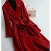 2026 Womens Mid-Length Wool Blend Coat V-Neck Slim Fit Casual Commute Outerwear