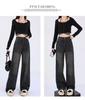 Women's Plus Size Dark Washed Wide-Leg Jeans with Zipper - Retro Style for Spring and Autumn