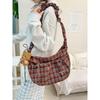 Neue Herbst/Winter Vintage Künstlerische Karomuster Schulter Crossbody Tasche für weibliche Studenten, Große Kapazität Schul- und Pendeltasche
