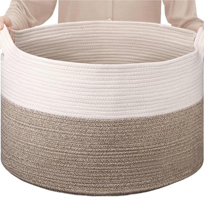 Cotton Rope Woven Basket - Foldable Wardrobe & Shelf Storage for Sundries